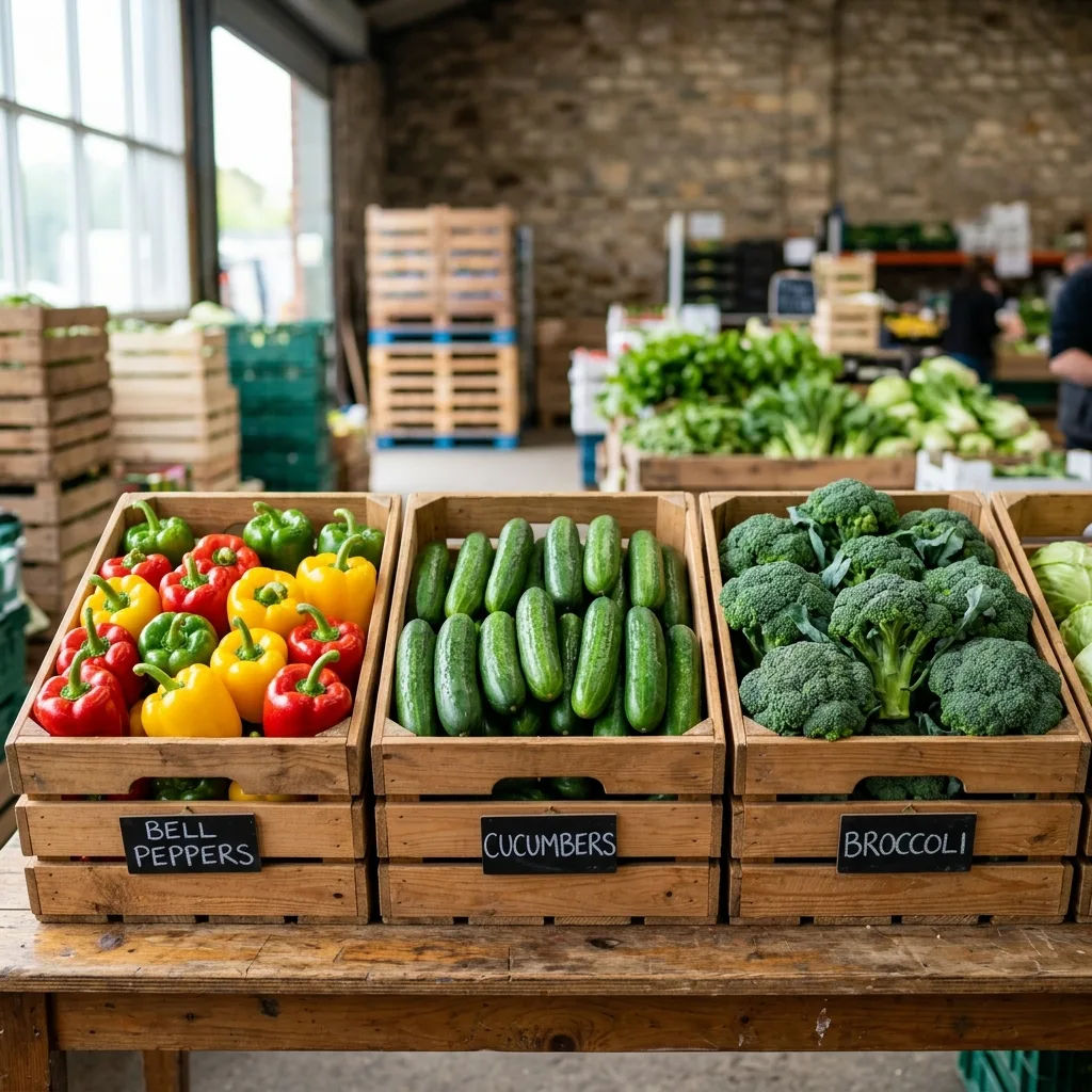 Wholesale vegetables prepared for supermarket supply