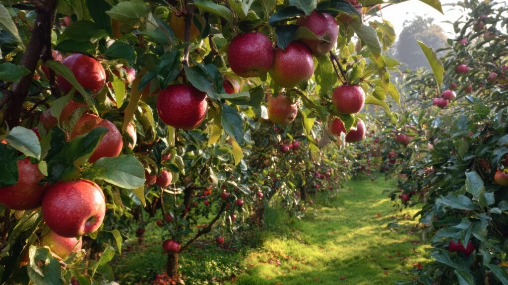 sunlit-apple-orchard-with-ripe-red-fruits-trees